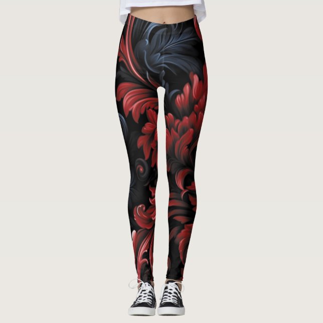 Leggings AD 022 - Motif graphique numérique floral (Devant)