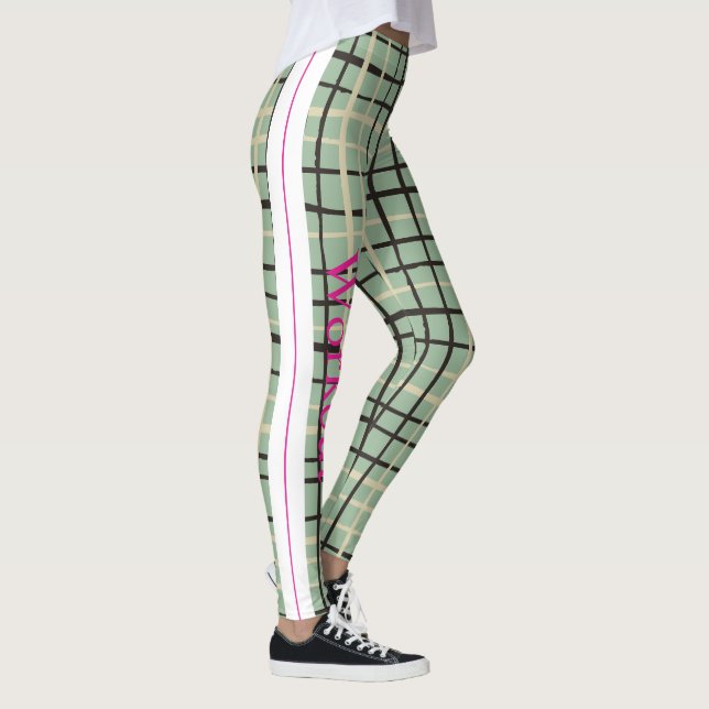 Leggings Adorable et mignon écossais motif l Sage vert (Droite)