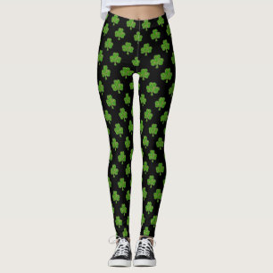 Leggings Adorable Fille Noir, Shamrock irlandais