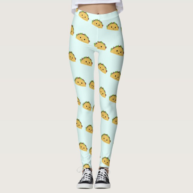Leggings Adorable sourire kawaii taco (Devant)