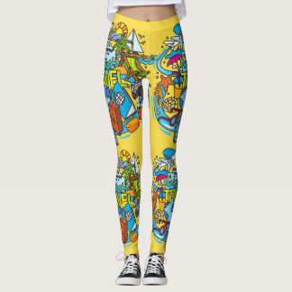 Leggings Adorable Voyageur jaune vif Cartographie