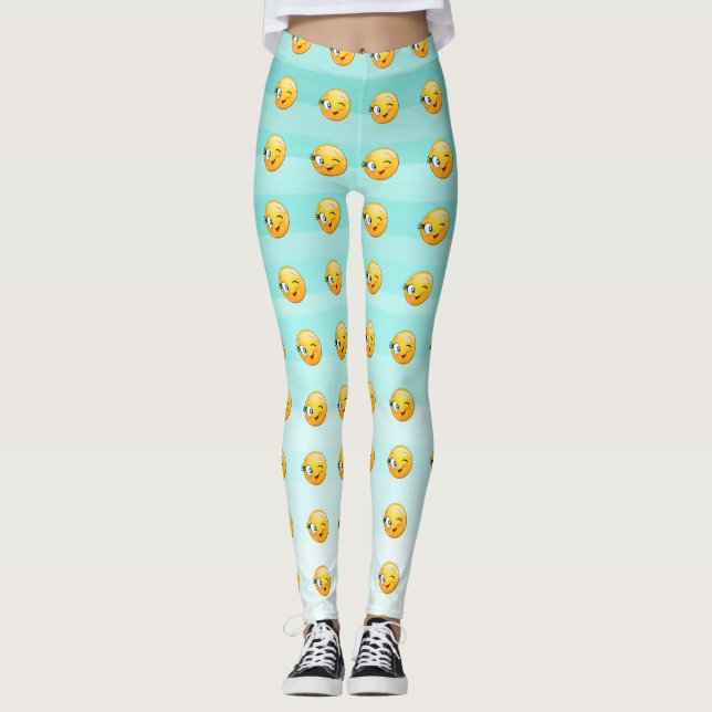 Leggings Adorable Winking Emoji Face-Be heureux toujours (Devant)
