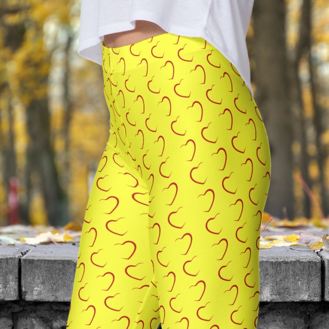 Leggings Adorable Yellow Love Hearts Motif (Love Hearts on Daffodil Pattern Leggings)