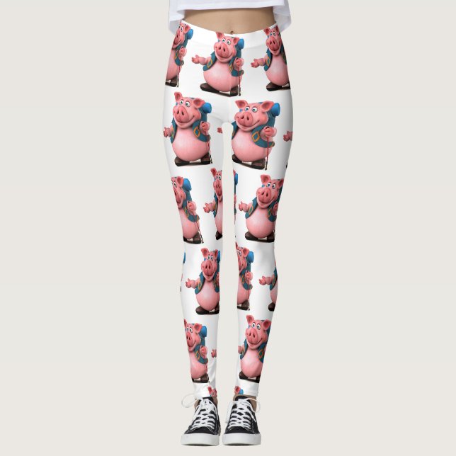 Leggings Adorables 3D Universe Pig BackPacker  (Devant)