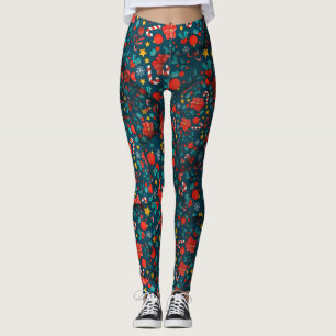 Leggings Adorables Poinsettias & Bonbons de Noël [3D] Yoga