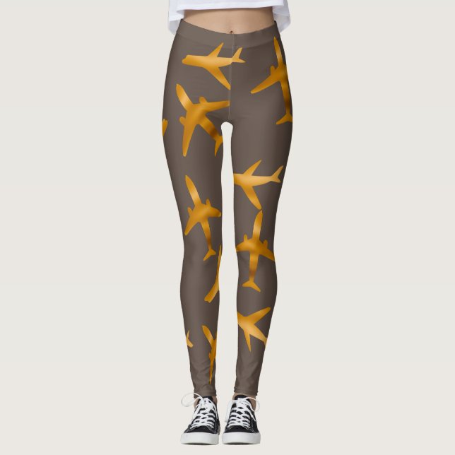 Leggings Aéronefs en or ou conception d'avions (Devant)