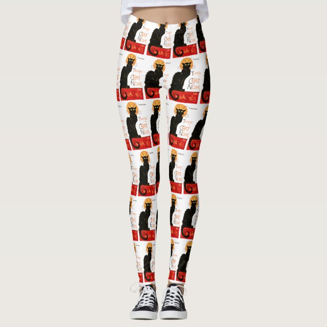 Leggings Affiche Classique Chat Noir de Steinlen en Noir (Devant)