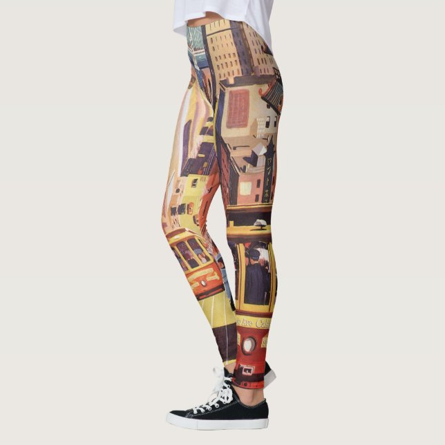 Leggings Affiche de voyage des anciennes voitures à câble d (Gauche)