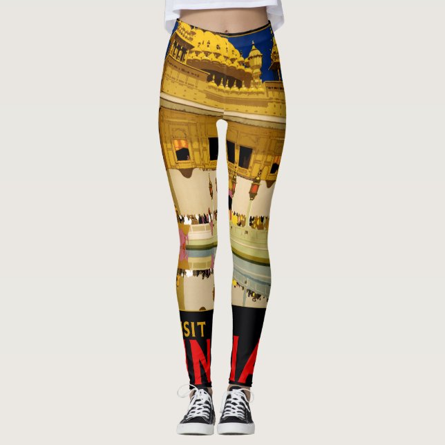 Leggings Affiche de voyage Inde art indien vintage (Devant)