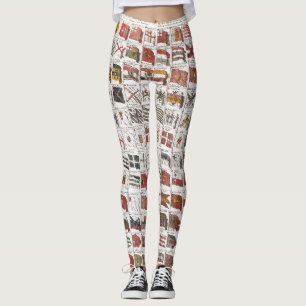 Leggings Affiche des drapeaux nautiques antiques du monde