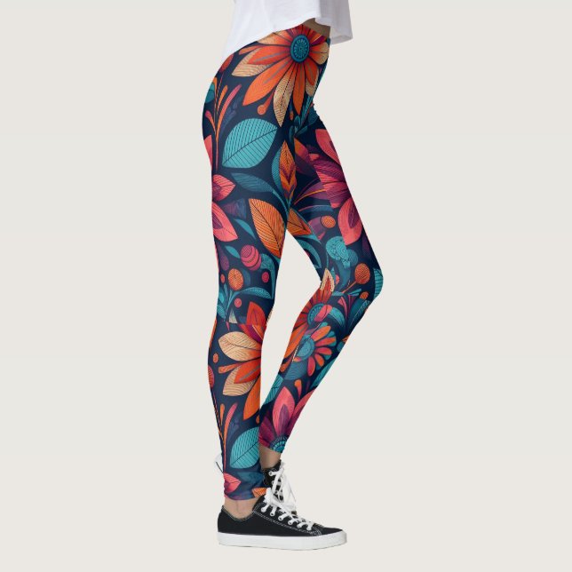 Leggings Africain Motif de marguerite frais et vibrant (Droite)