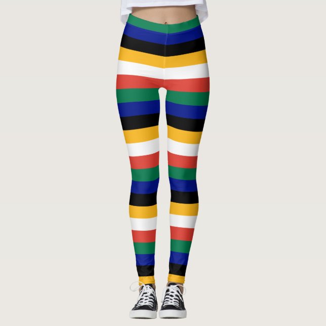Leggings Afrique du Sud Couleurs du drapeau national rayées (Devant)