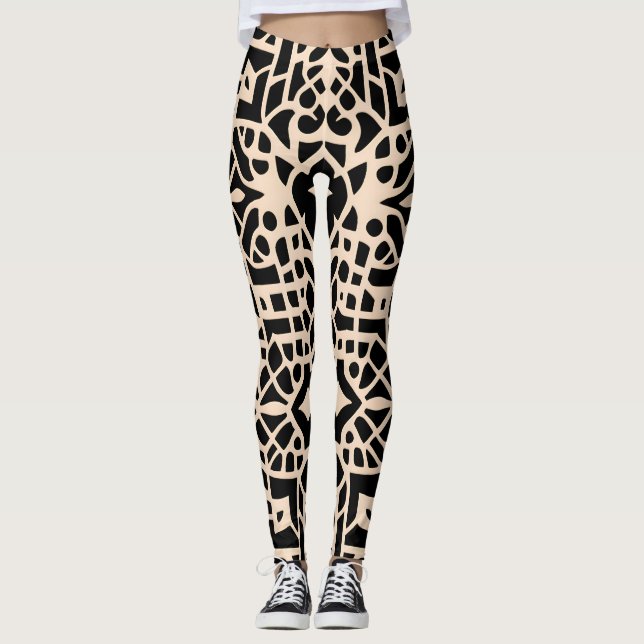 Leggings Afrique Maroc Motif géométrique beige (Devant)