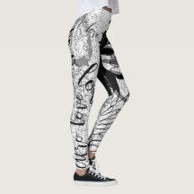 Leggings afro noirs, gris et graffitis