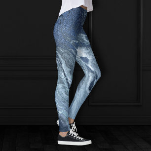 Leggings Agate bleue cristallisée   Pierre marbrée en ardoi