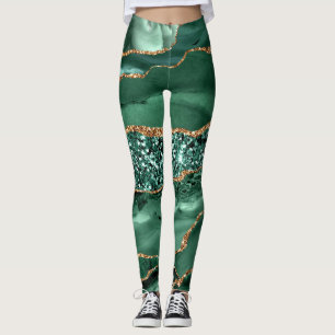 Leggings Agate Green Gold Parties scintillant Emerald Leggi