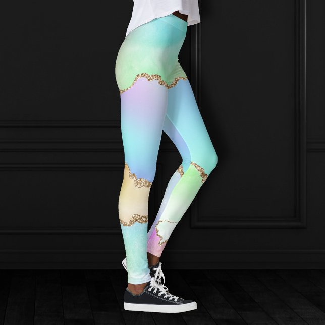 Leggings Agate Holo | Faux Iridescente Pastel Ombre Marble (Créateur téléchargé)