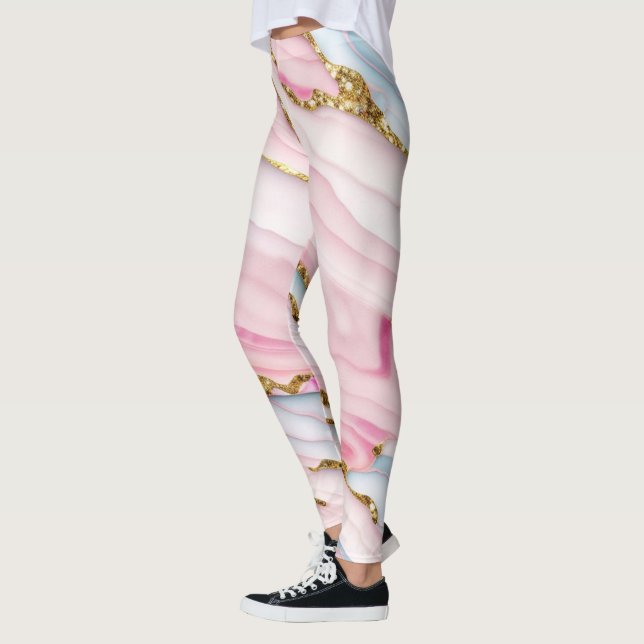 Leggings Agate Marble tendance Blue Pink Gold Collection (Gauche)