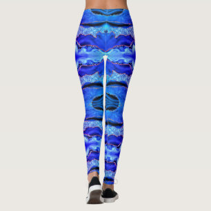 Leggings Agate Neon Blue Gold Parties scintillant Marbre Le