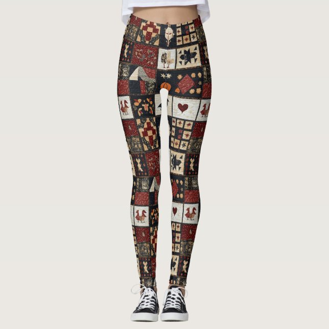 Leggings Agritourisme primitif Appliqué et géométrique (Devant)