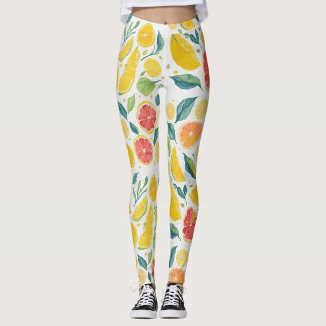 Leggings Agrumes Jaune Orange Eau-Forte Amusants  (Devant)