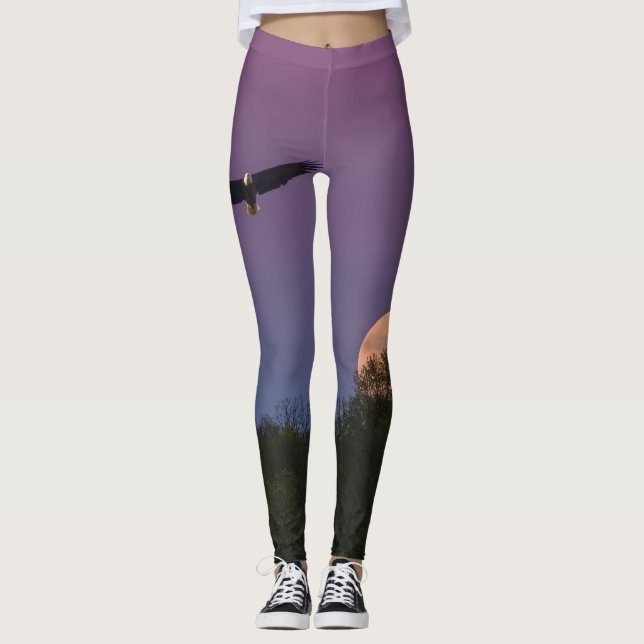 Leggings Aigle de la super-lune rose (Devant)