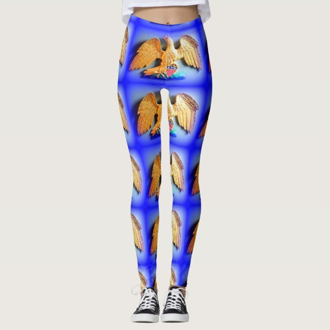 Leggings aigle d'or bleu (Devant)