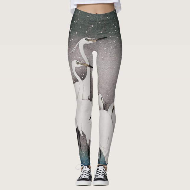 Leggings Aigrettes japonaises Grues Koson Neige d'hiver (Devant)