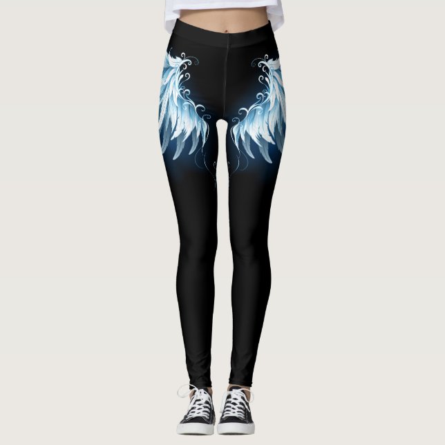Leggings Ailes d'angle brillant bleu sur arrière - plan noi (Devant)