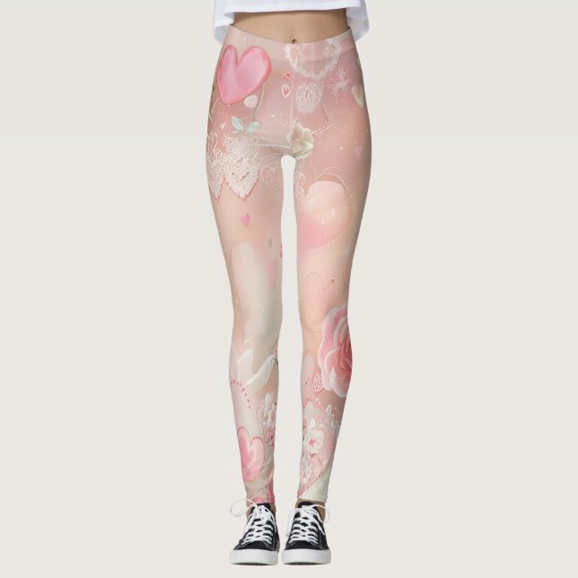 Leggings Ailes de papier et roses (Devant)