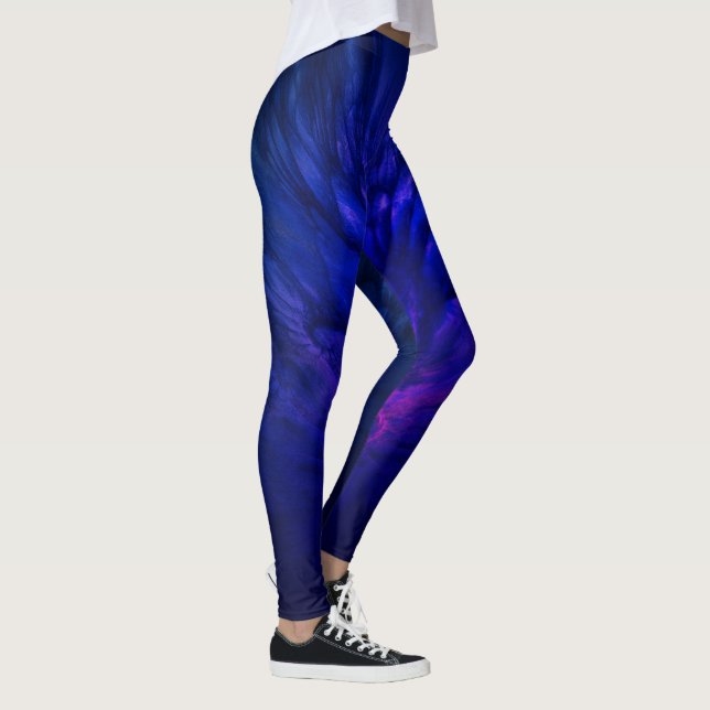 Leggings Ailes mystiques aux plumes bleu profond (Droite)