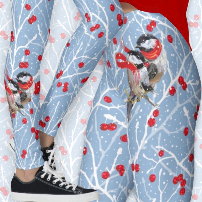 Leggings Aimer Cuddling Chickadees Couple (Créateur téléchargé)
