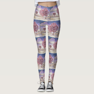 Leggings Aimer l'arbre avec les coeurs Aquarelle