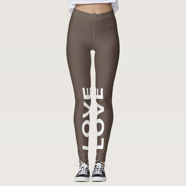 Leggings Aimer le texte Brown monochrome classique (Devant)