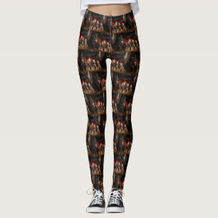 Leggings Airedale au coin du feu de Noël
