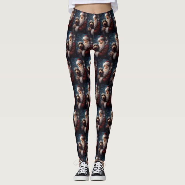 Leggings Airedale avec Noël Festif du Père Noël (Devant)
