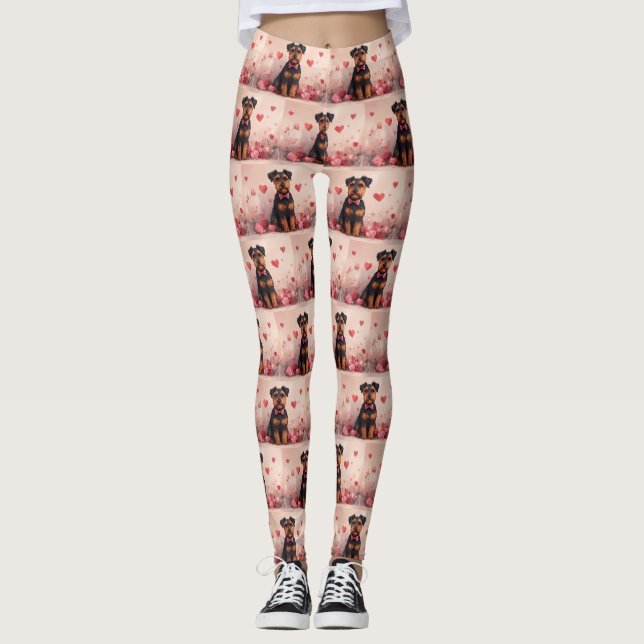 Leggings Airedale avec Rose - Saint Valentin (Devant)