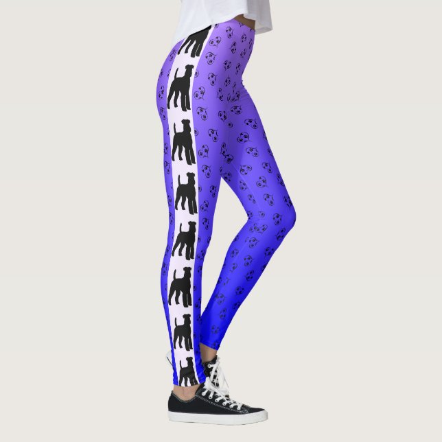 Leggings Airedale Terrier Silhouette bleu violet Ombre (Droite)