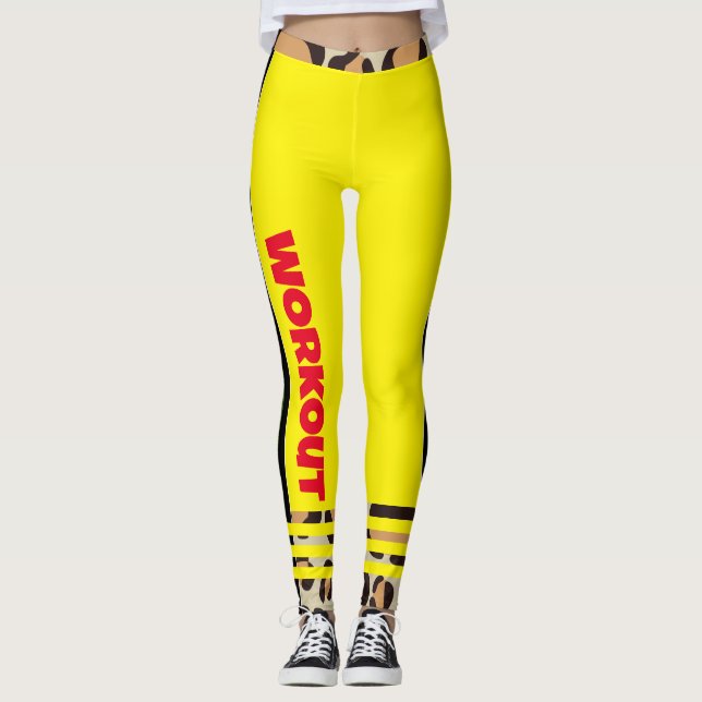 Leggings Ajouter le texte l Moderne unique Neon et Cheetah (Devant)