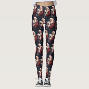 Leggings Akita avec le Père Noël Fête de Noël