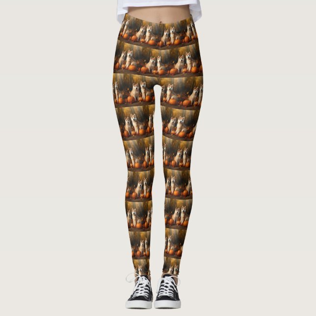 Leggings Akita chiot Automne Délice Citrouille (Devant)