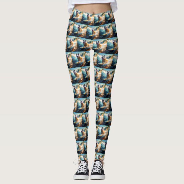 Leggings Alaskan Malamute Beach Surf Peinture (Devant)