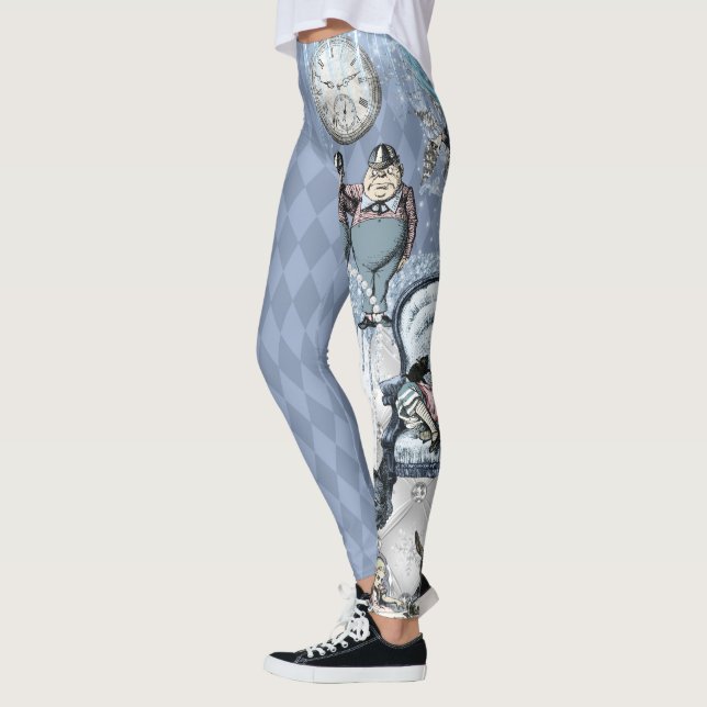 Leggings Alice d'argent glacé bleu au pays des merveilles (Gauche)