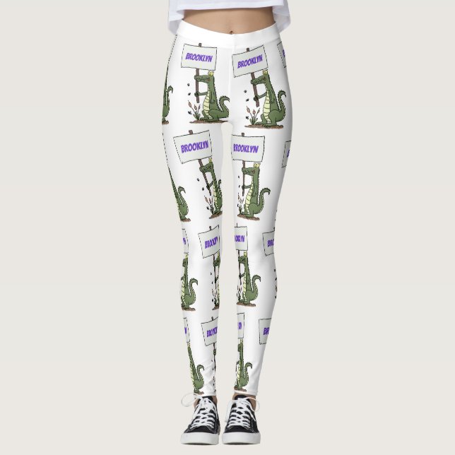Leggings Aligator de crocodile drôle avec dessin animé (Devant)
