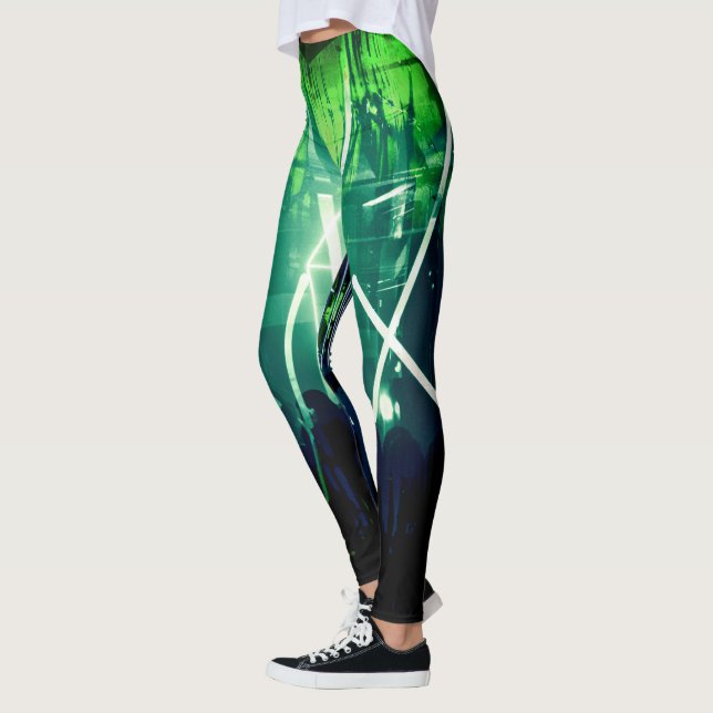 Leggings Alistra Cyber Punk Neon Rave Synth Green (Gauche)
