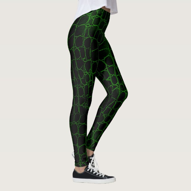 Leggings Alligator noir et vert (Droite)