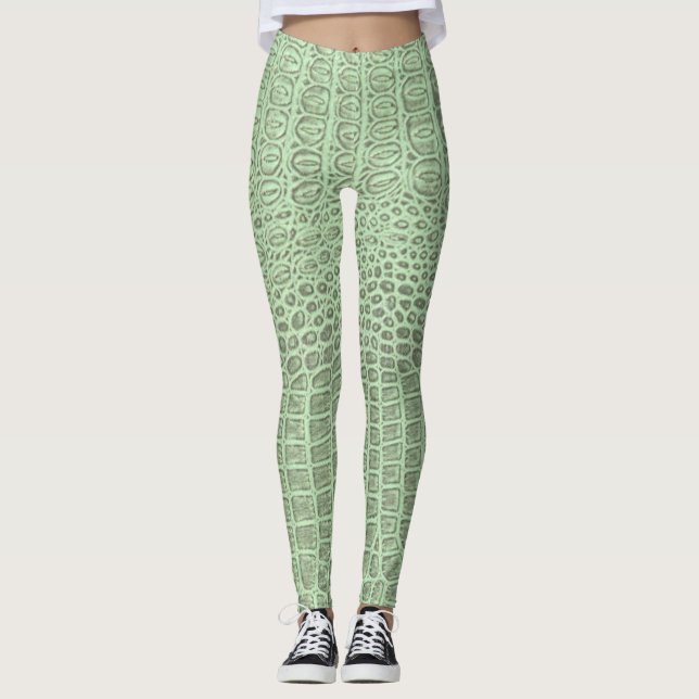 Leggings Alligator Vert Peau Imprimer Leggations & Pantalon (Devant)