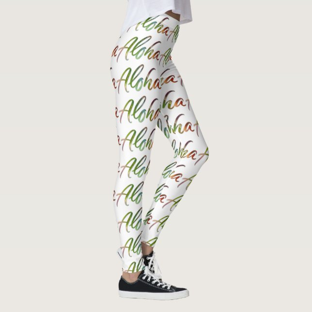 Leggings Aloha - lettrage tropical de main - nature (Droite)