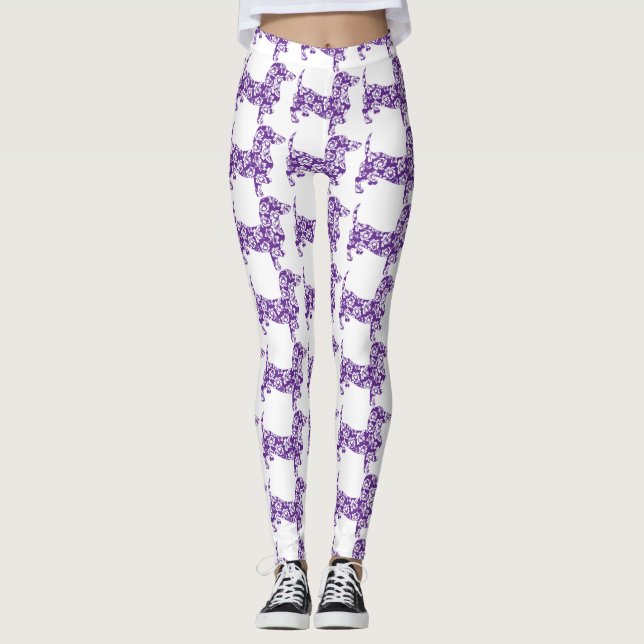 Leggings Aloha Purple Dachshund (Devant)