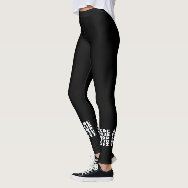 Leggings Alphabet Noir Blanc  (Gauche)